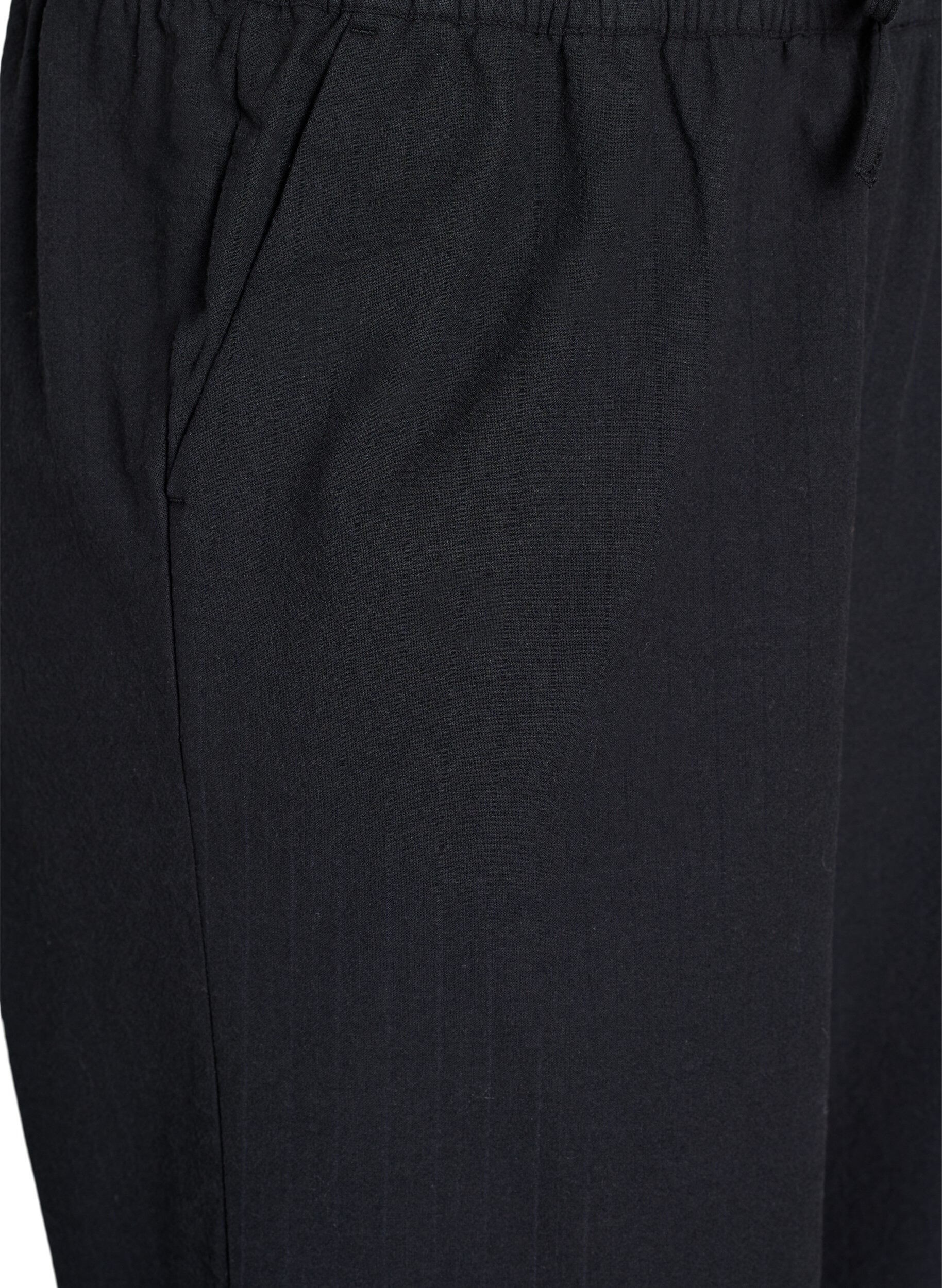 ZizziLosse broek met hoge taille en zakken, Zwart, Packshot image number 2