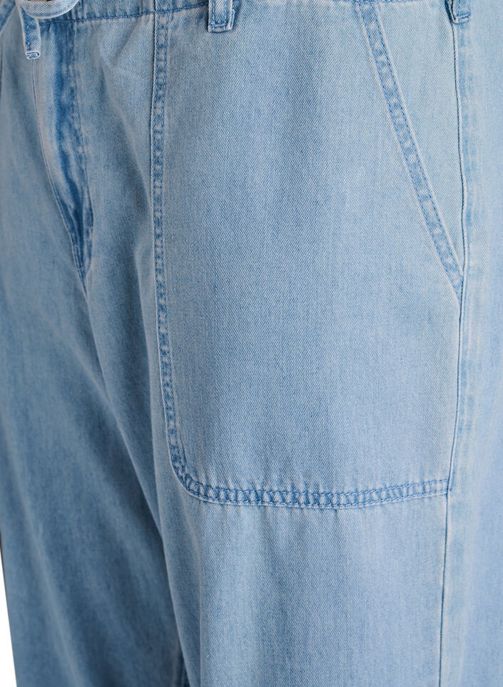 High-waisted jeans met strikceintuur, Blauw, Packshot image number 2