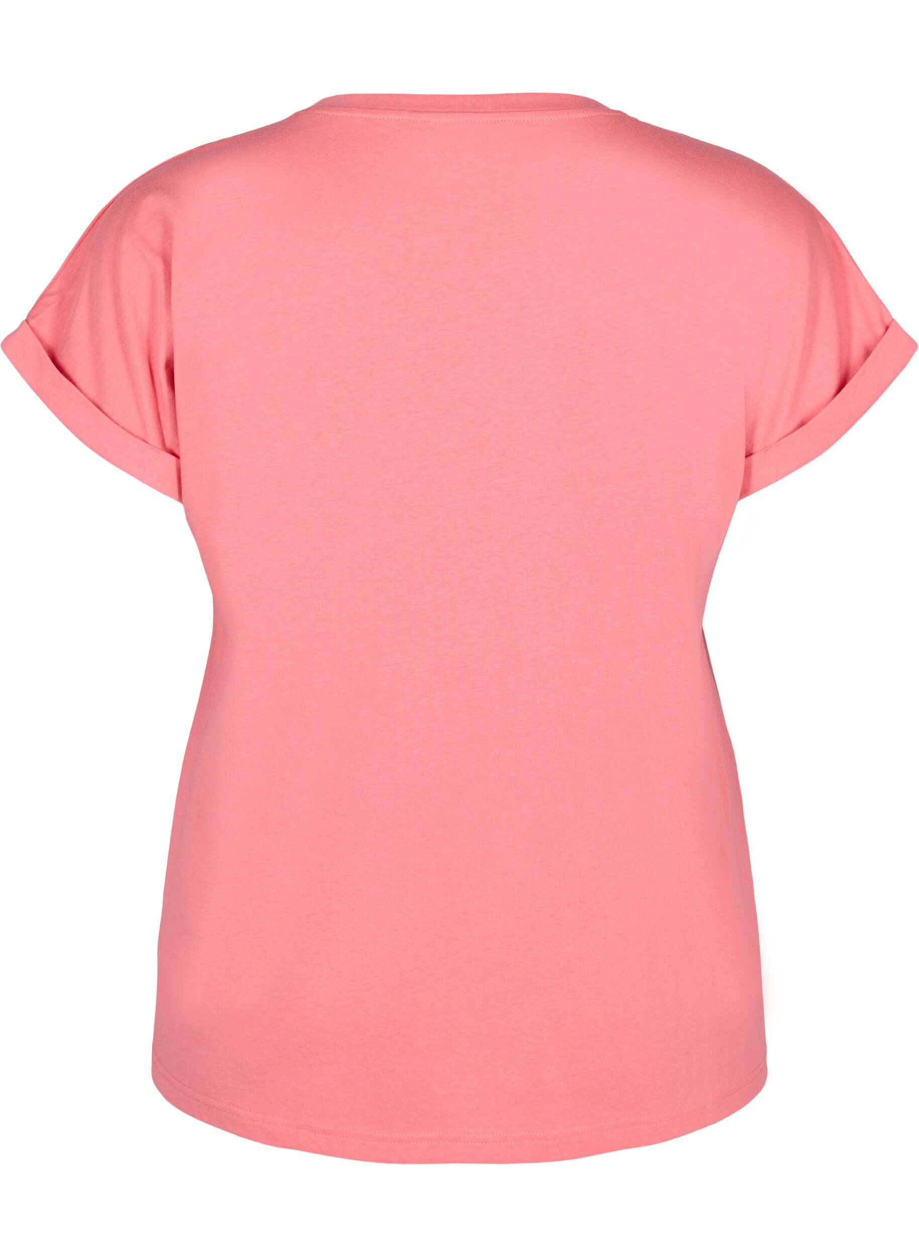 ZizziT-shirt met korte mouwen van katoenmix, Roze, Packshot image number 1