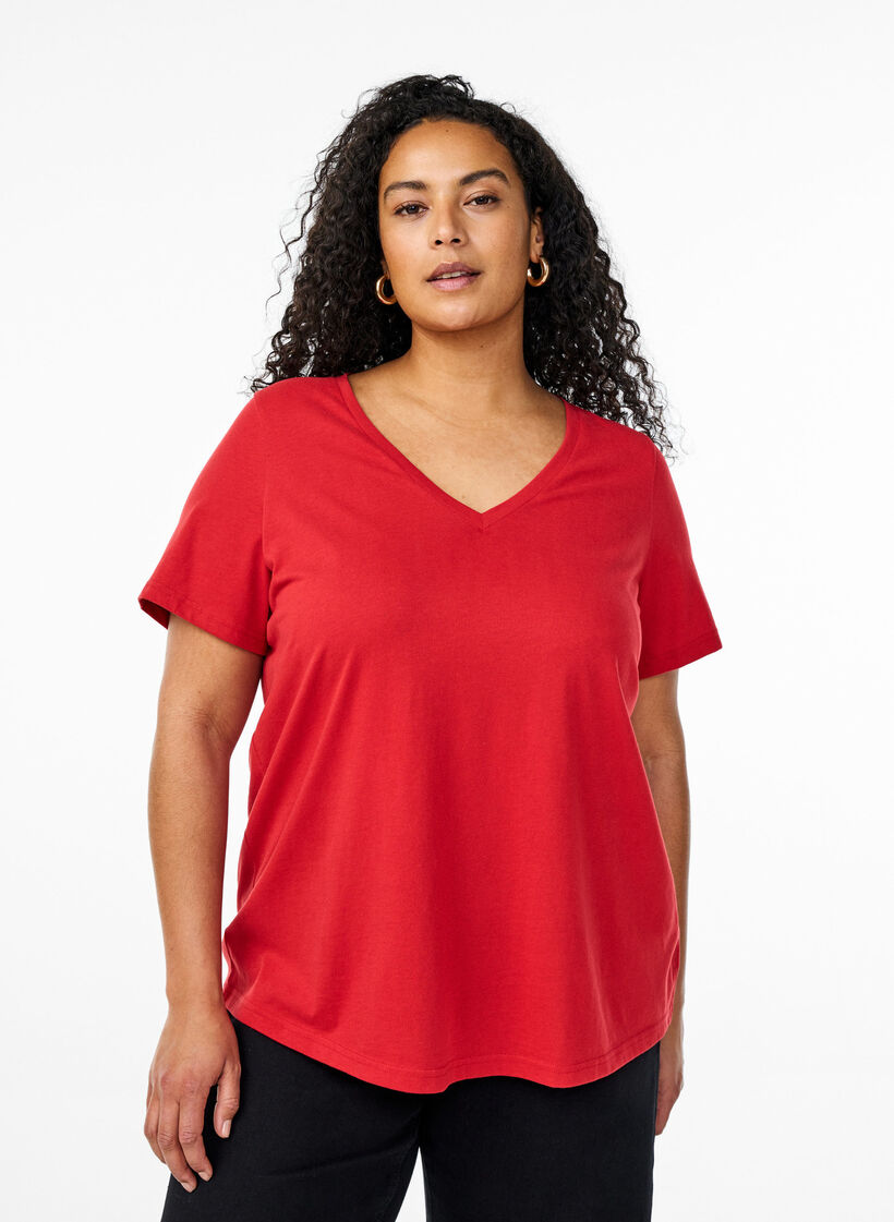 FLASH - T-shirt met V-hals, Rood, Model image number 0