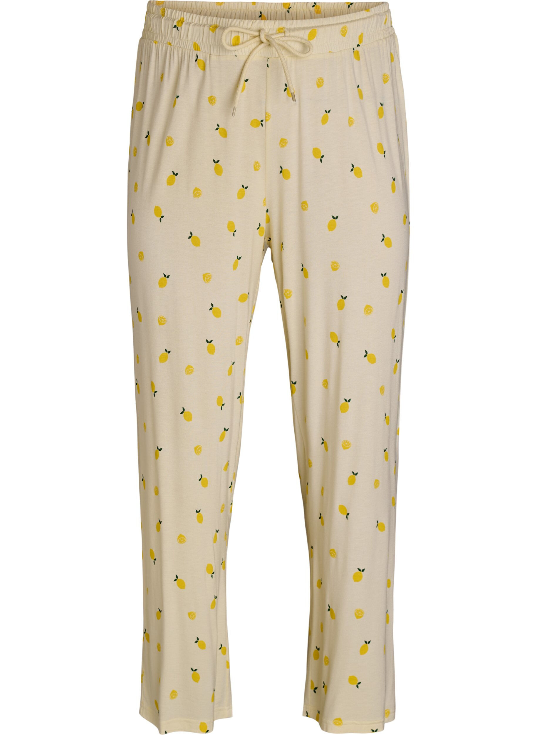Pyjamabroek in zachte jersey met hoge taille en fruitprint