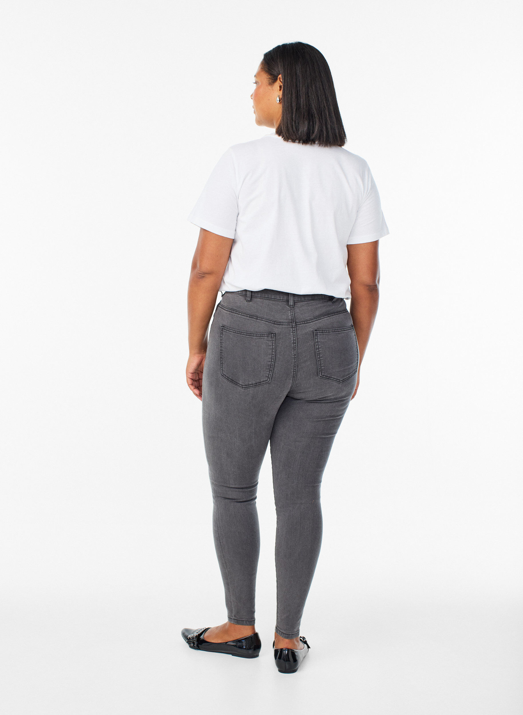 ZizziAmy super slim fit jeans met hoge taille, Grijs, Model image number 1
