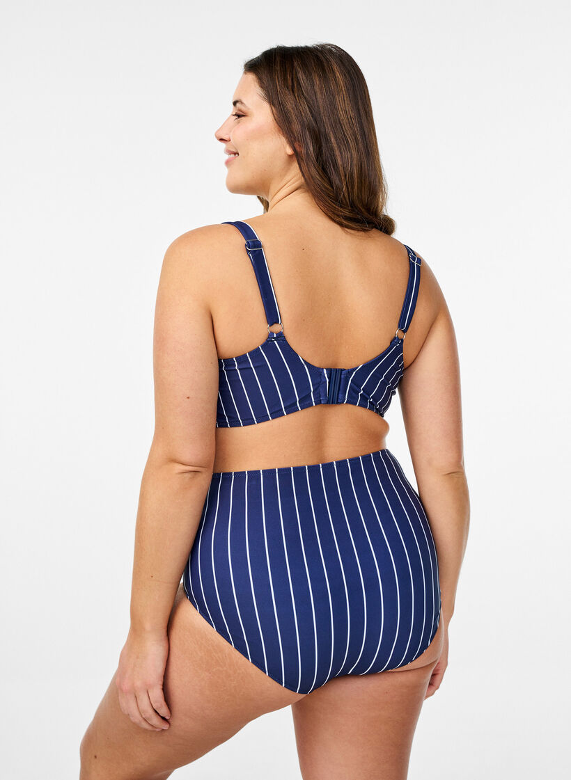 Gewatteerde bikinitop met print, Blauw, Model image number 2