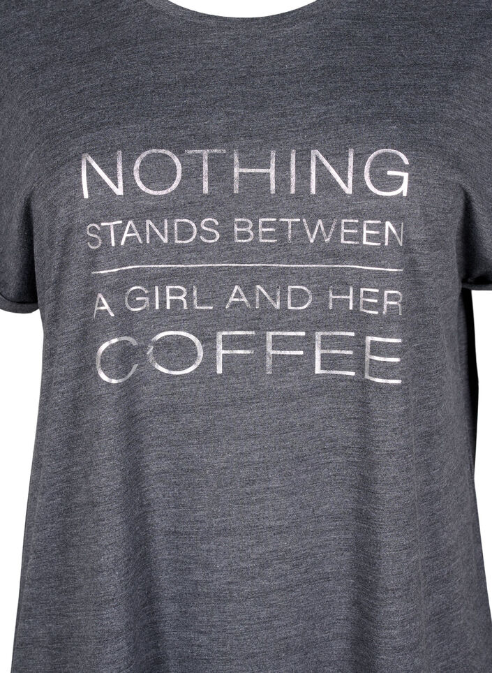 Nachtjapon met korte mouwen en tekstopdruk, , Packshot image number 2