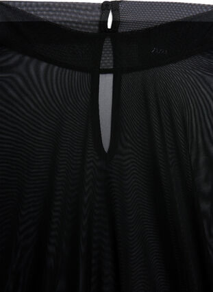 ZizziGetailleerde blouse van mesh met lange mouwen, Black, Packshot image number 2