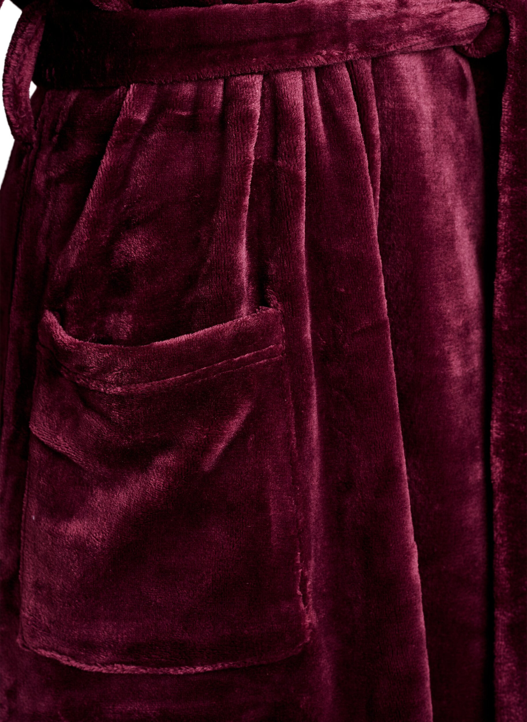 ZizziKamerjas in zachte velour met zakken, Donker Bordeaux, Packshot image number 3