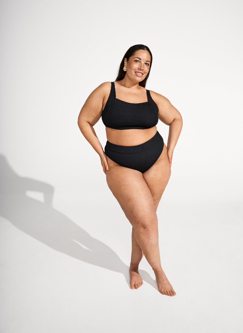 Braziliaanse bikinibroekjes in crêpe, Zwart, Image image number 0