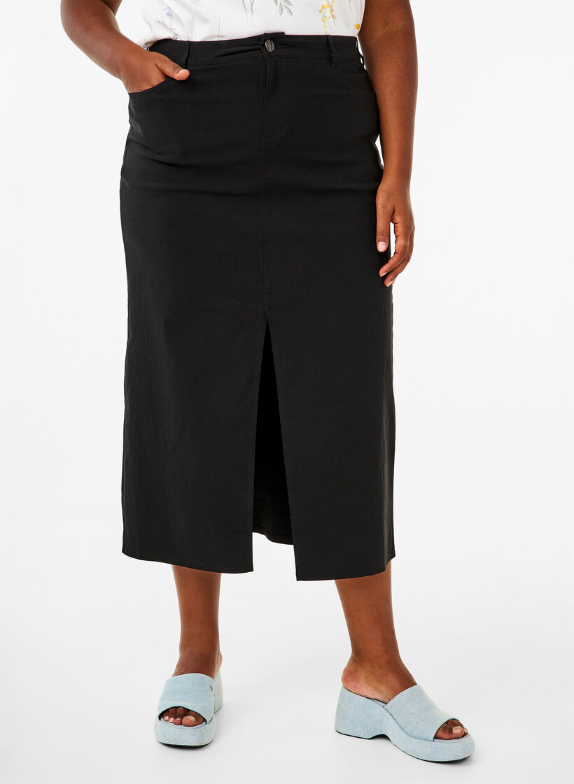 Lange rok met split aan de voorkant, Black, Model