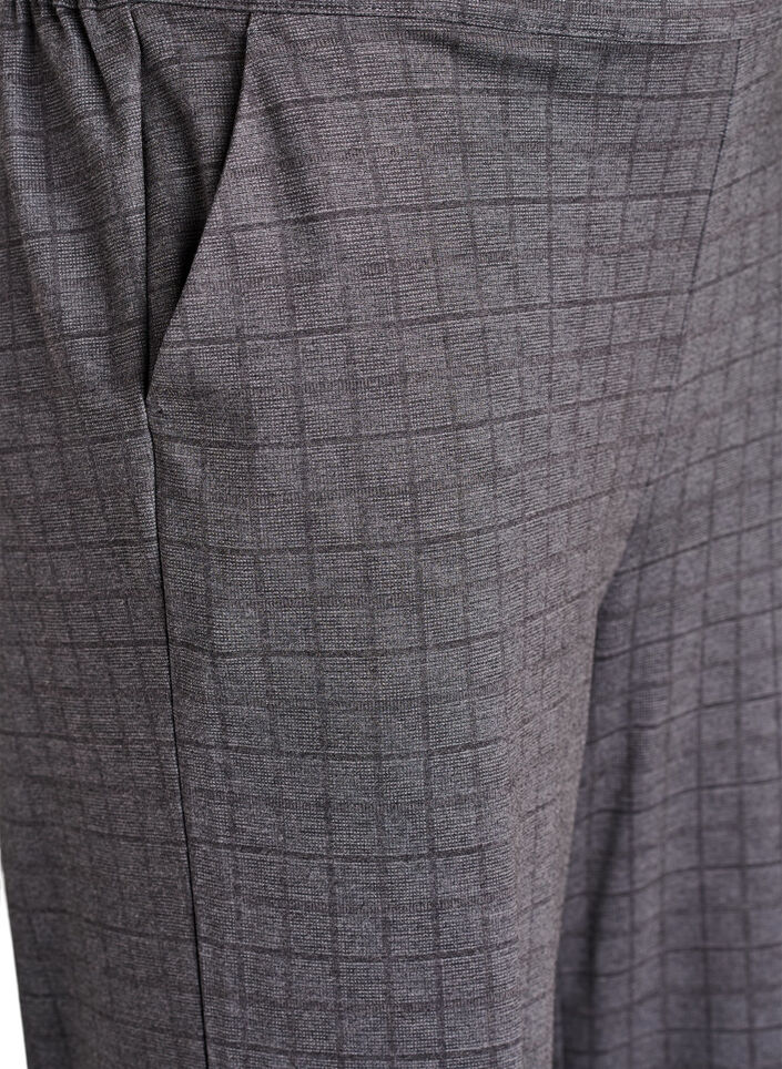 Gecropt geruite broek met wijde pijpen, Grijs, Packshot image number 2