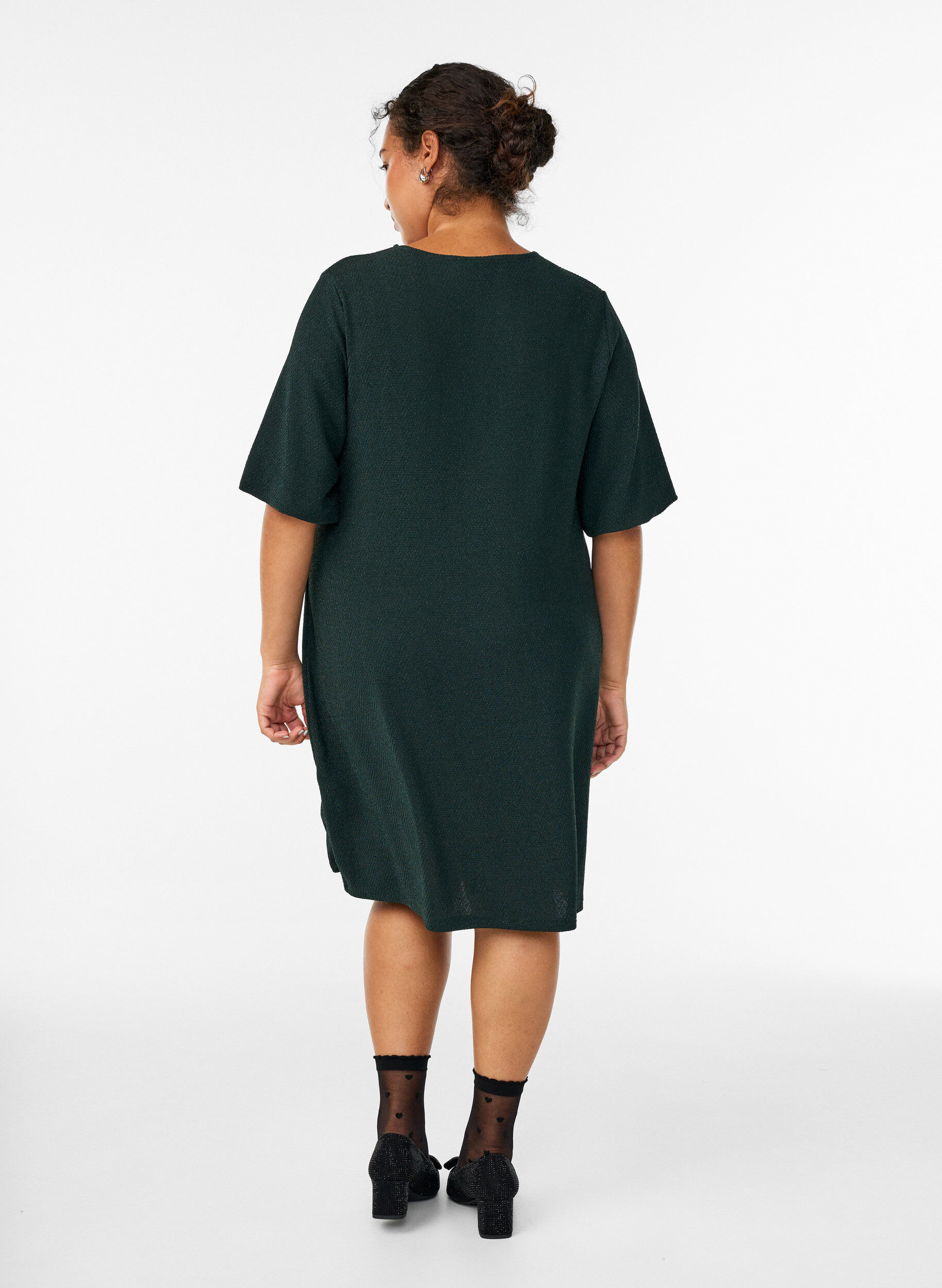 ZizziKorte jurk met glitterpatroon, Groen, Model image number 2