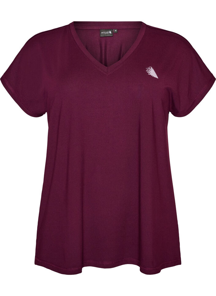 Losvallend trainings-T-shirt met V-hals, Paars, Packshot image number 0