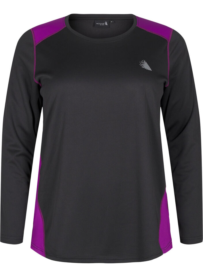 Tweekleurig thermoshirt met lange mouwen, Black w. Charisma, Packshot