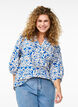 3/4 mouw blouse in katoen met strepen, Blauw, Model image number 0