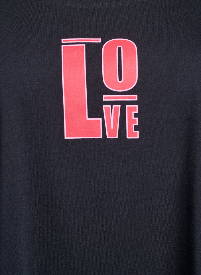 Lang nachthemd-T-shirt in biologisch katoen met print, Grijs, Packshot image number 2