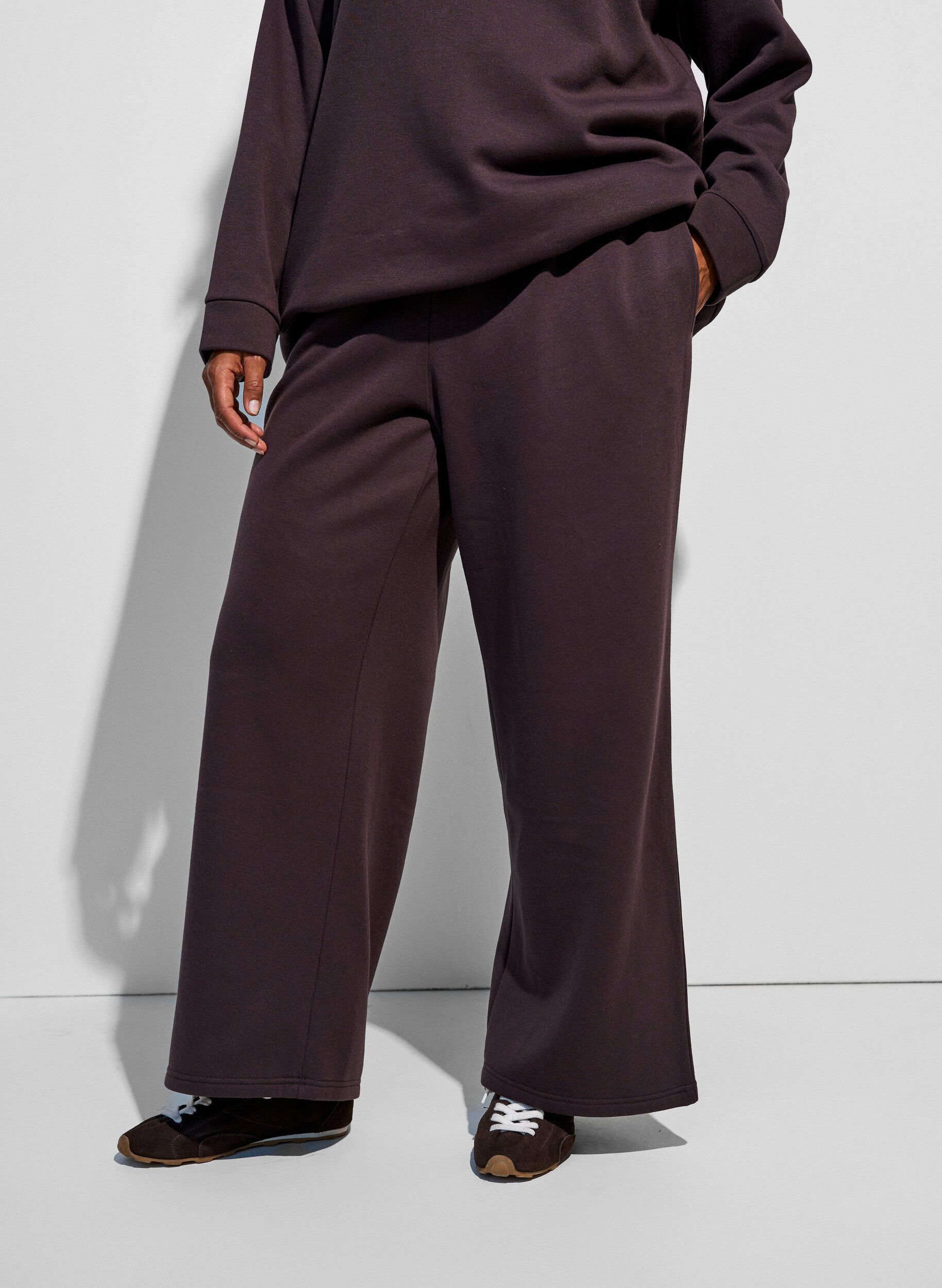 ZizziSweatpants met hoge taille en wijde pijpen, Bruin, Model image number 2