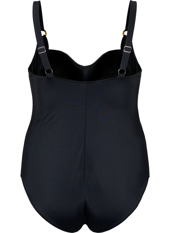 	 Gewatteerd badpak met draperie&euml;n, Zwart, Packshot image number 1