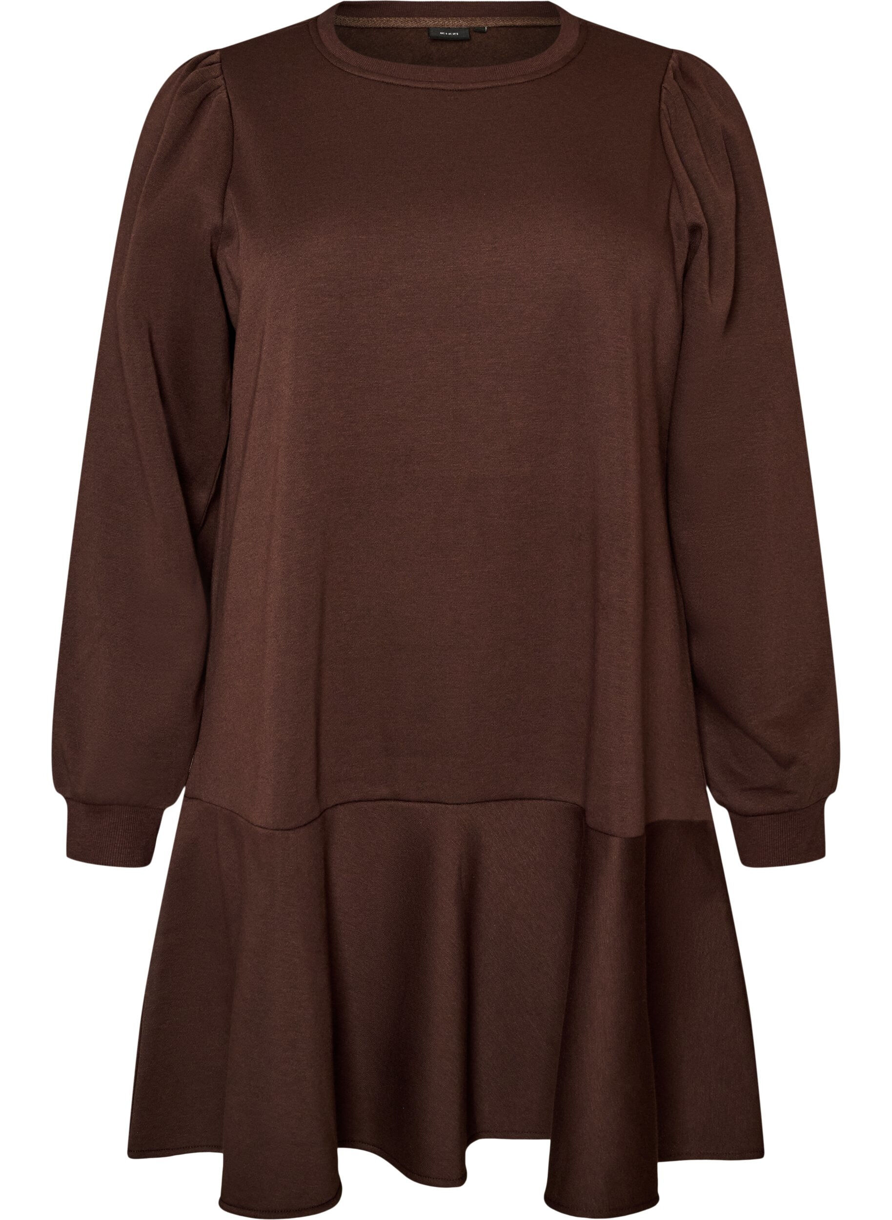 Sweatshirtjurk met ruches in laagjes en A-lijnvorm