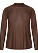 Getailleerde blouse van mesh met lange mouwen, Bruin, Packshot image number 0