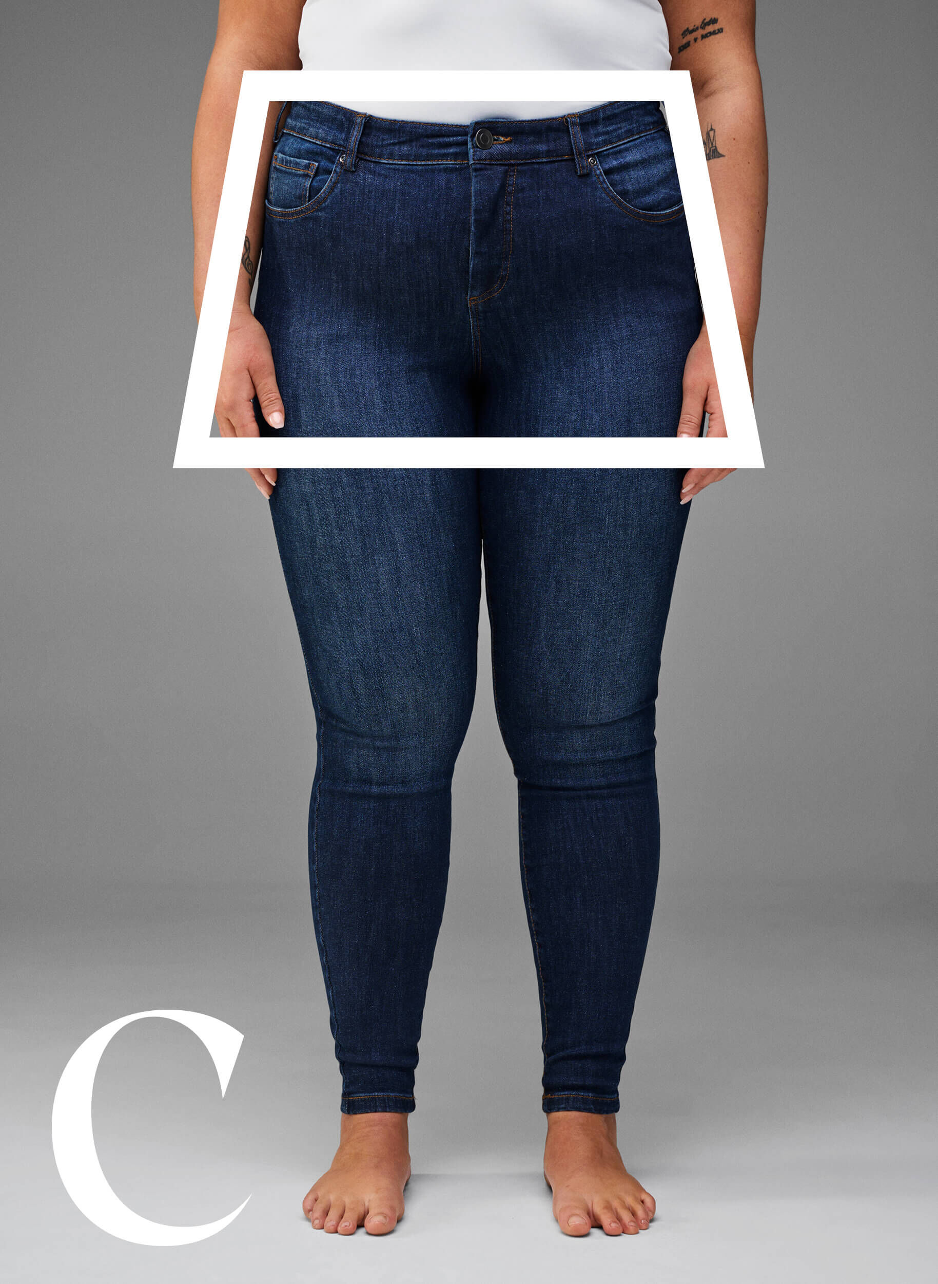 ZizziSuper smalle jeans met hoge taille, Dark Blue, Model image number 2