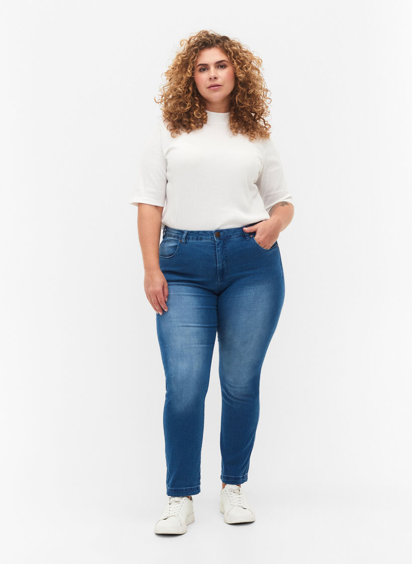 Slim fit Emily jeans met normale taille, Blauw, Model image number 0