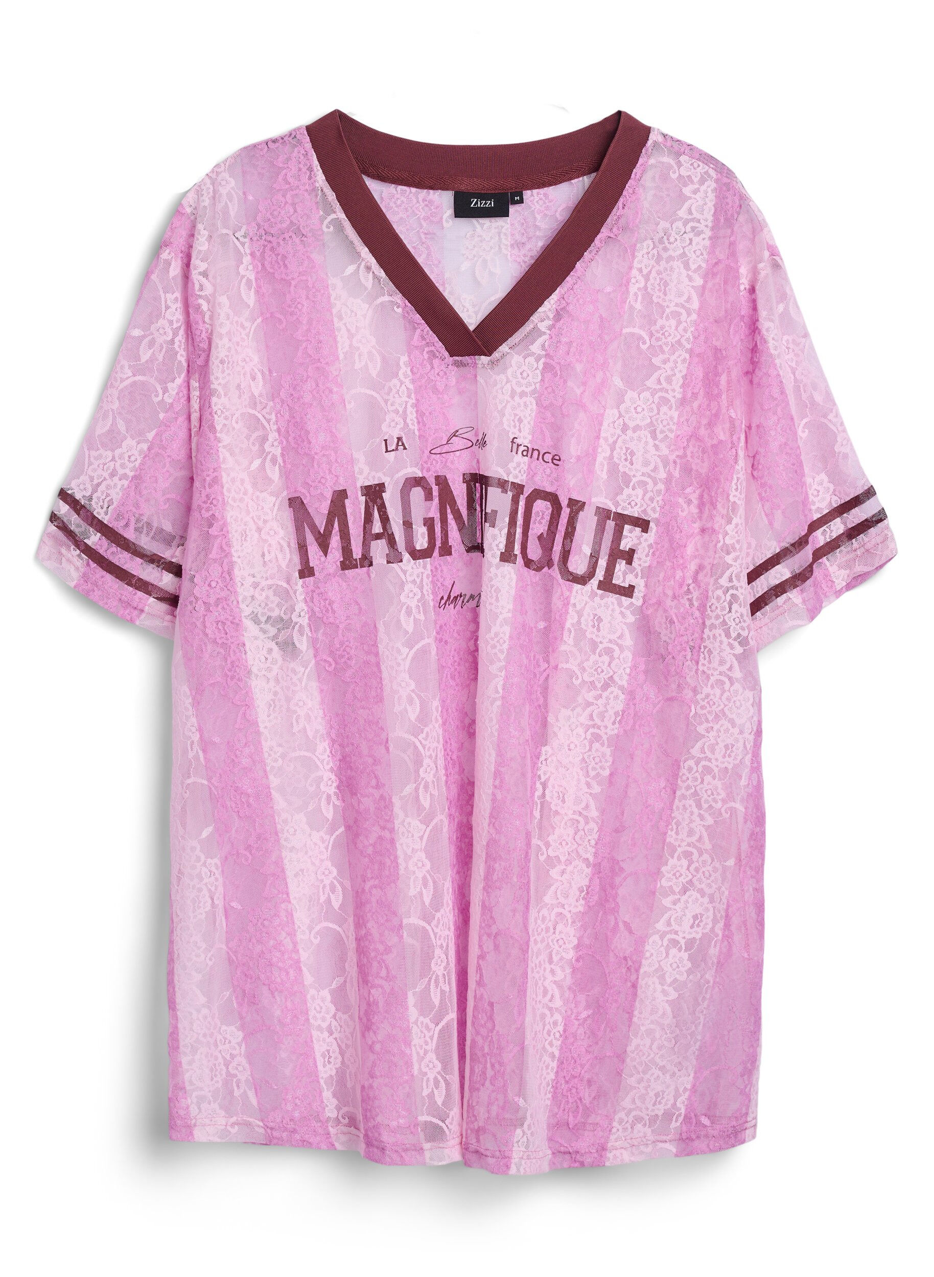 Gestreepte kanten blouse met opvallende print