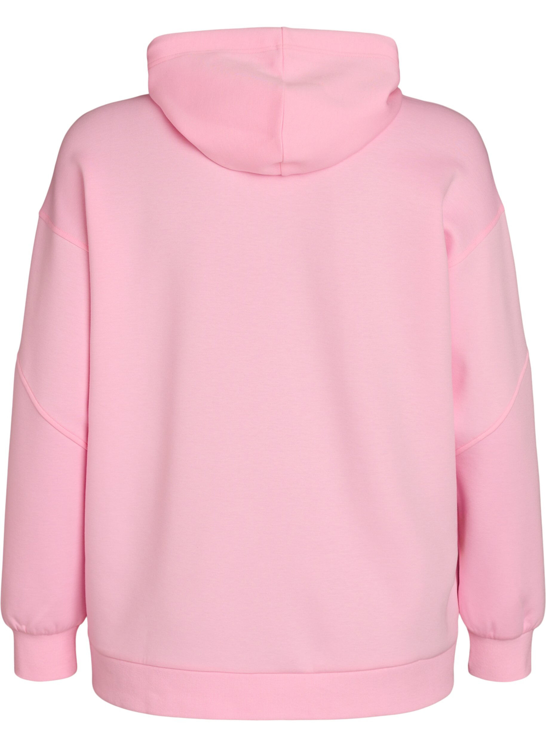 ZizziSportieve scuba hoodie met decoratieve stiksels, Roze, Packshot image number 1