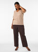 Blouse en maille pointelle &agrave; manches courtes, Beige, Model image number 1