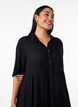 Midi shirtjurk met korte mouwen, Zwart, Model image number 2