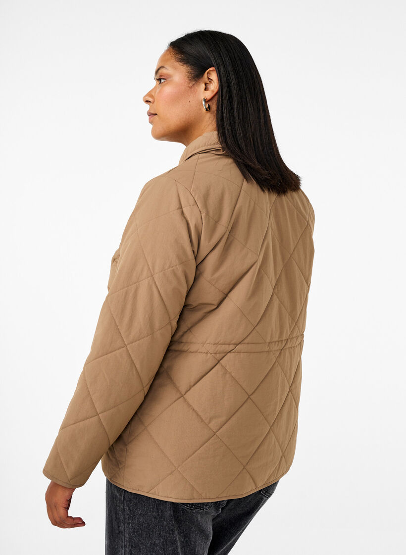 Quilted jas met kraag en zakken, Lead Gray, Model