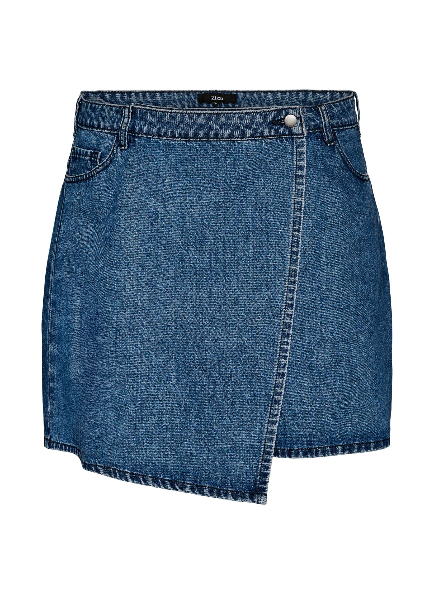ZizziKorte A-lijn denimrok, Blauw, Packshot image number 0