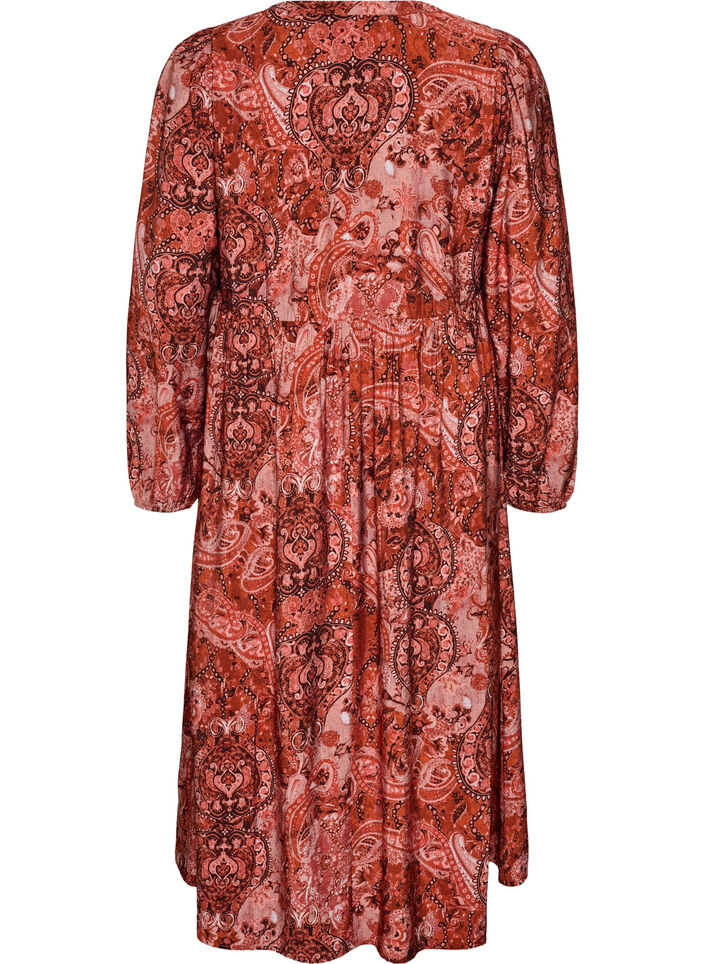 Viscose midi-jurk met paisleyprint, Oranje, Packshot image number 1