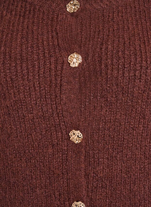ZizziKorte cardigan met 3/4-mouwen en gouden textuur knopen, Brown Stone Mel., Packshot image number 2