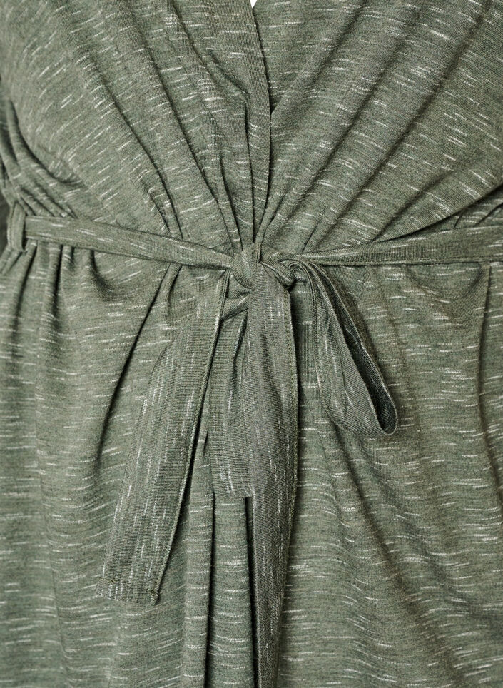 Lange jersey vest met strikceintuur, Groen, Packshot image number 2