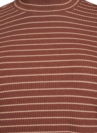 ZizziGeribde gestreepte jersey blouse met een hoge hals, F. Fudge Caribou, Packshot image number 2