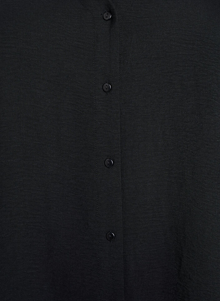 Shirtblouse met V-hals en 3/4 mouwen, Zwart, Packshot image number 2
