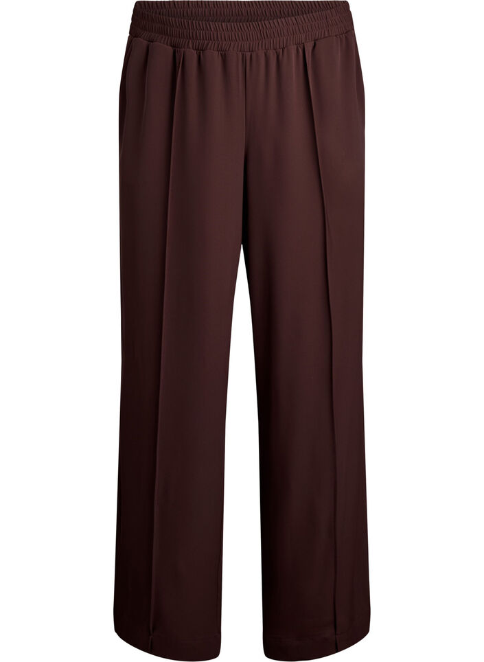 Sportieve broek met rechte pijpen en zijstrepen, Deep Mahogany, Packshot