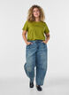 Katoenen T-shirt met tekstbadge, Groen, Model image number 1