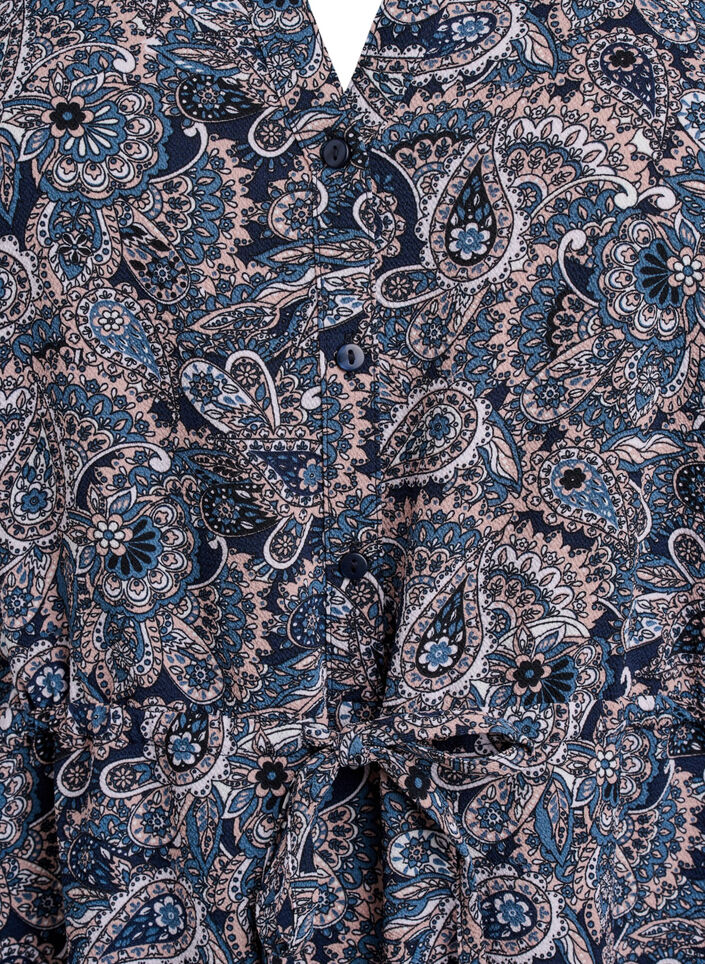 Knielange jurk met strikceintuur, Beige, Packshot image number 2