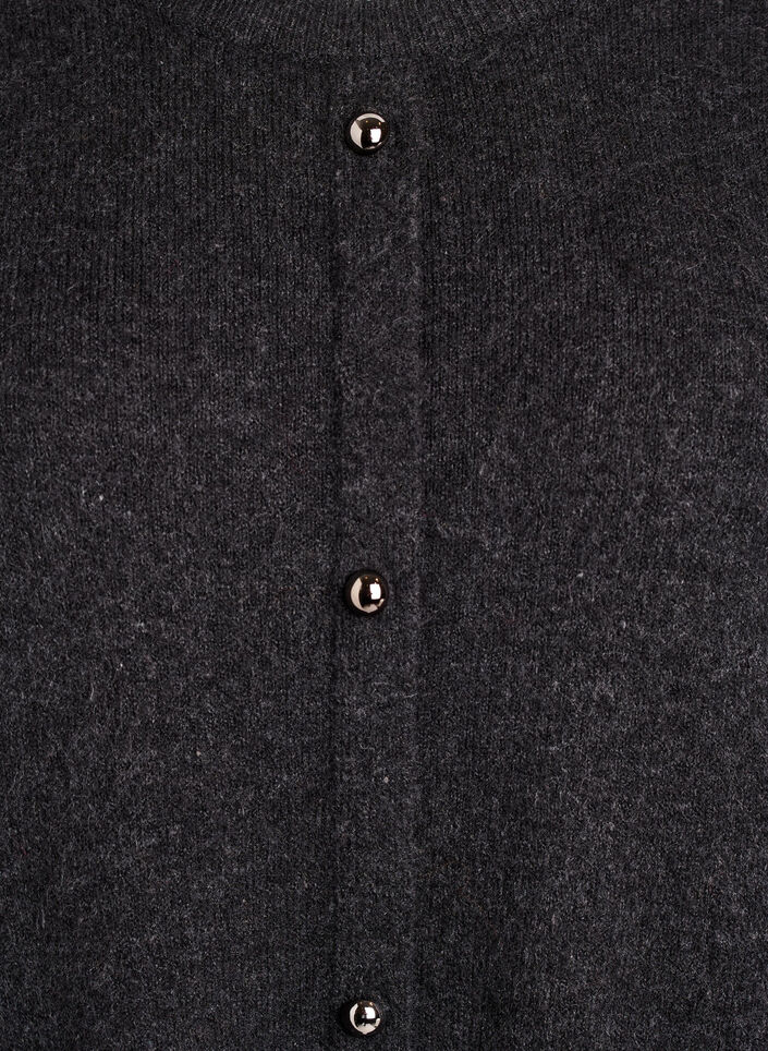 Gebreide korte jurk met korte mouwen en bolknopen, Grijs, Packshot image number 2