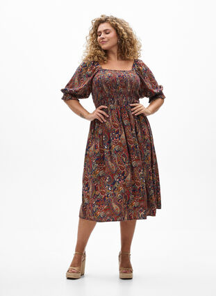 ZizziZomerjurk in viscose met paisley print, Naval A. Paisley AOP, Model image number 2