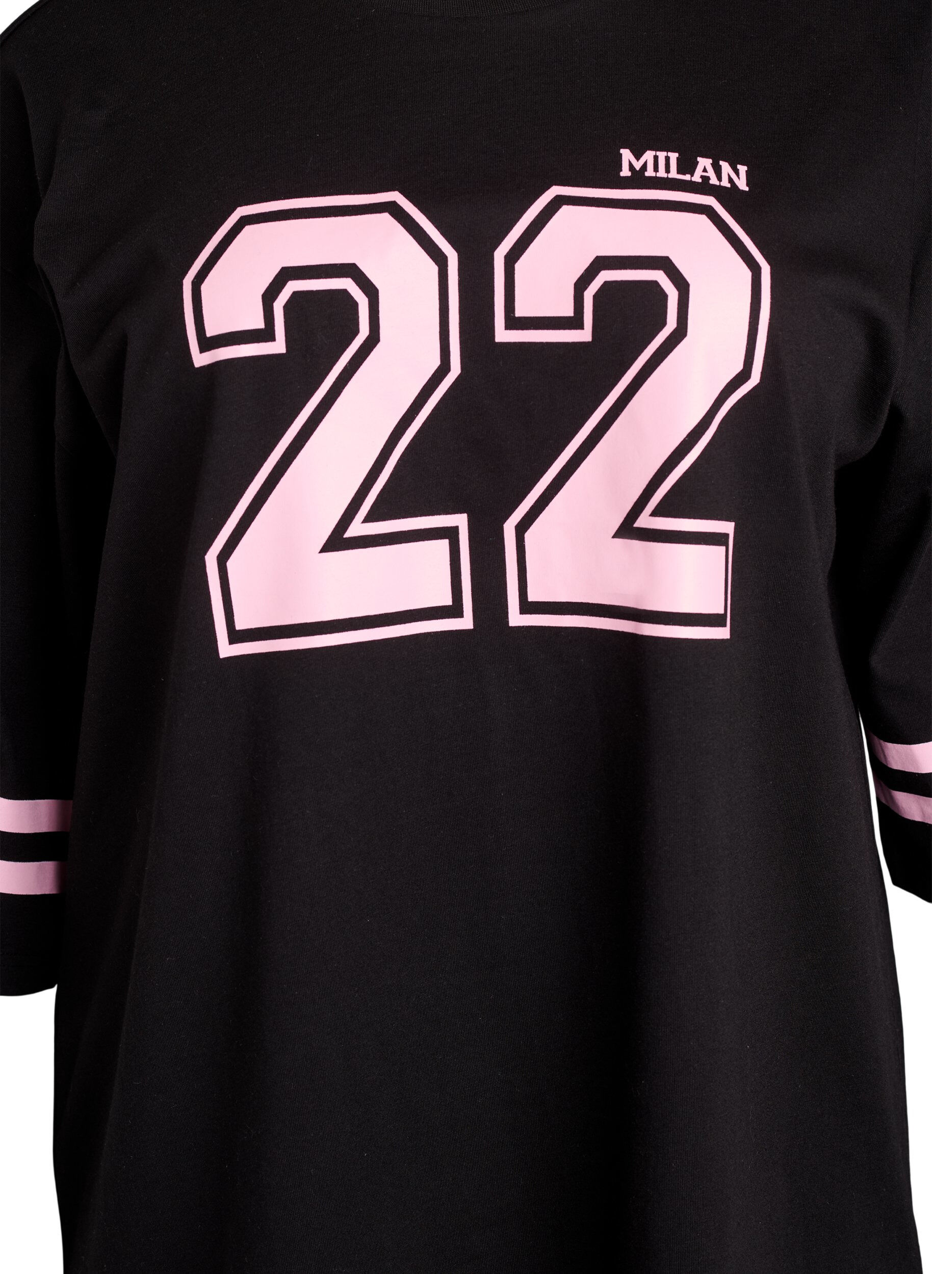 ZizziOversized college T-shirt met 3/4 mouwen, Zwart, Packshot image number 2