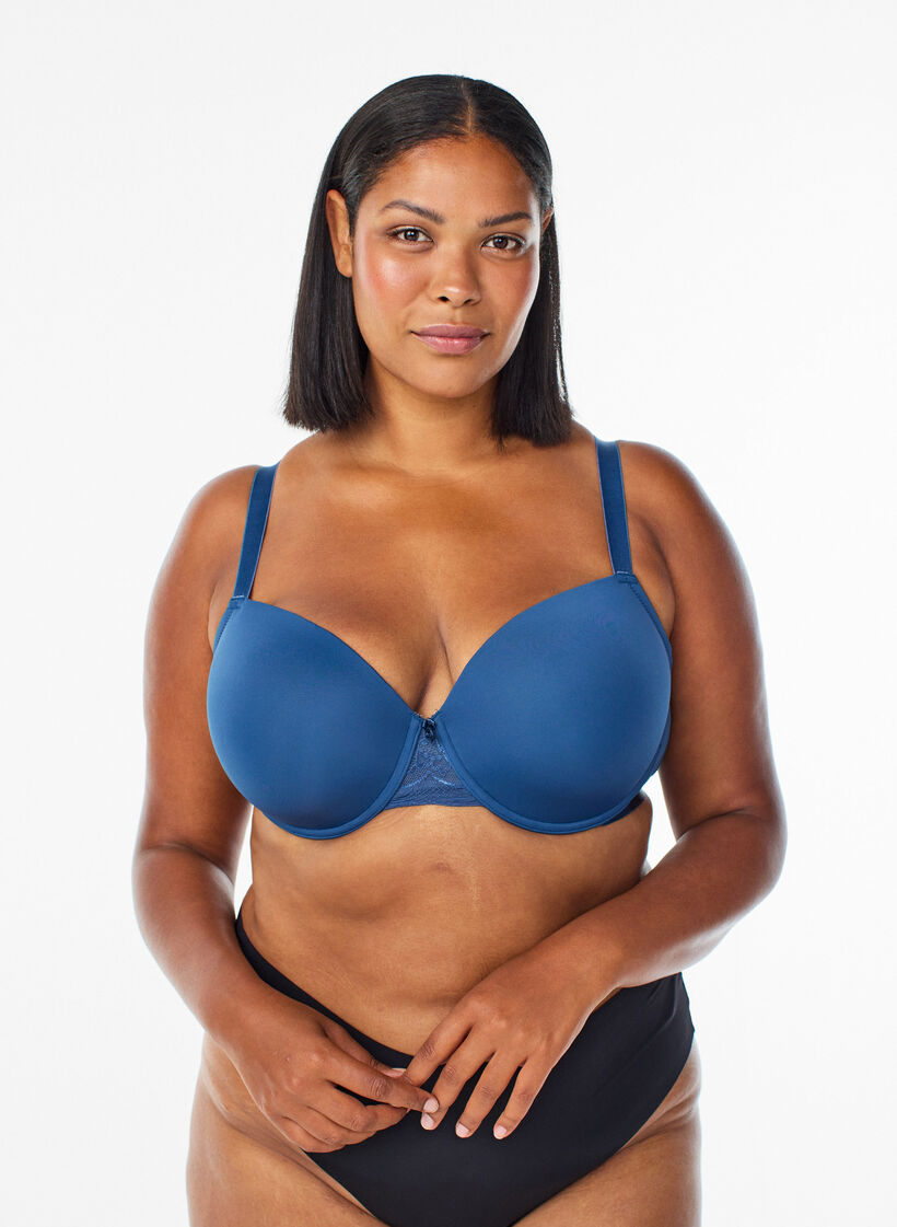 Soutien-gorge moul&eacute; avec r&eacute;sille, Bleu, Model image number 0