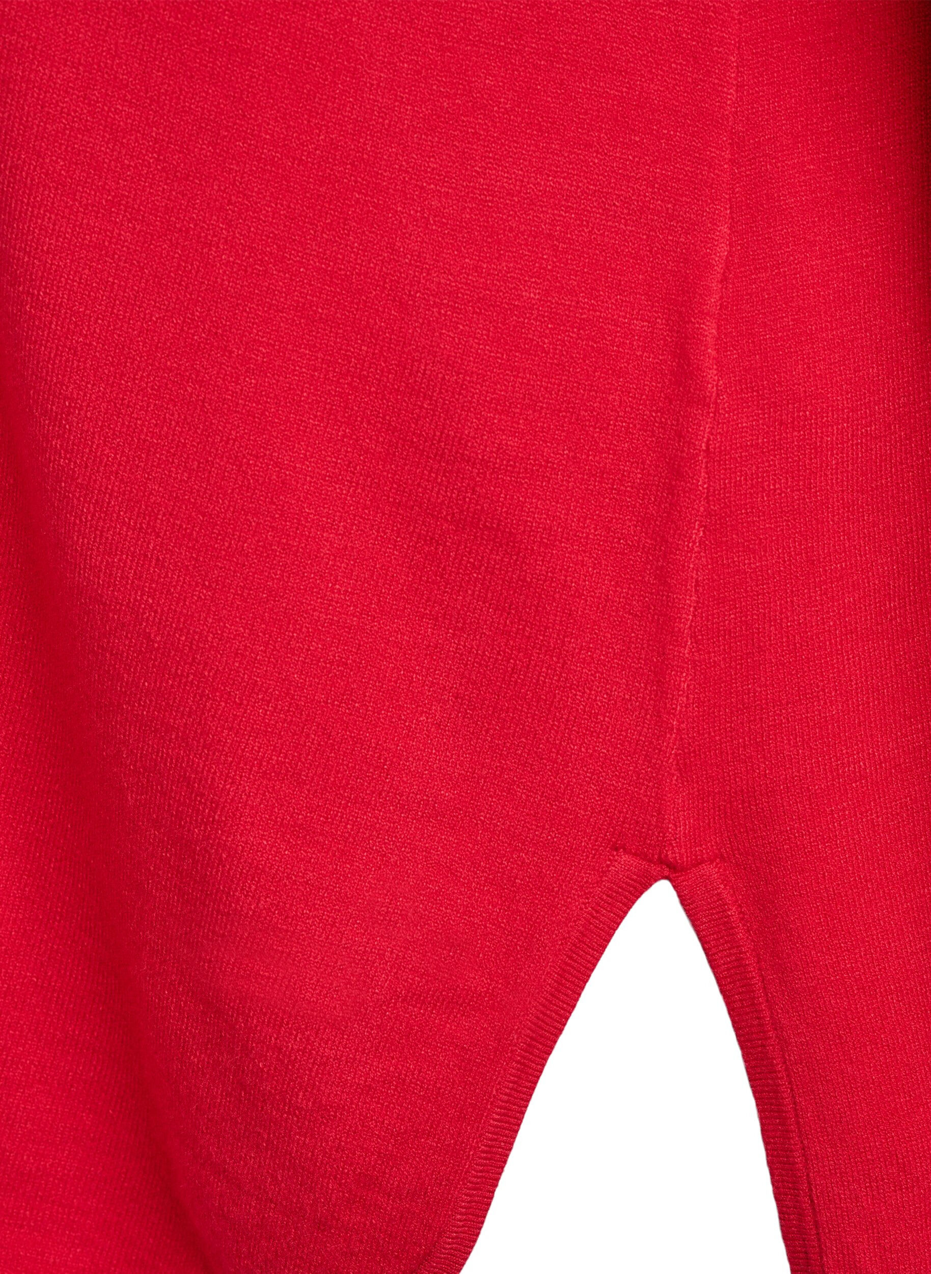 ZizziFijngebreide blouse met V-hals en voorkantdetail, Rood, Packshot image number 3