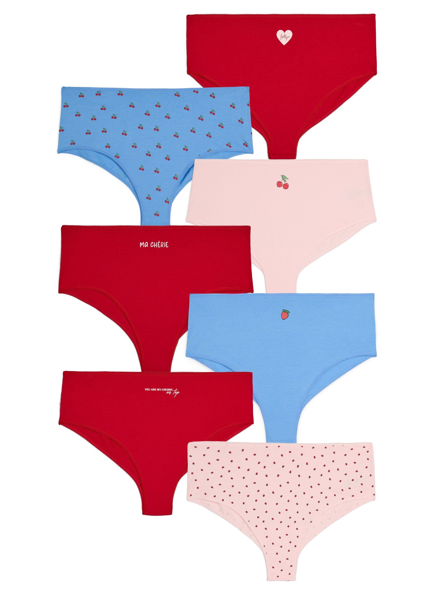 Zizzi7-pack hipsterslip met normale taille, Rood, Packshot image number 0