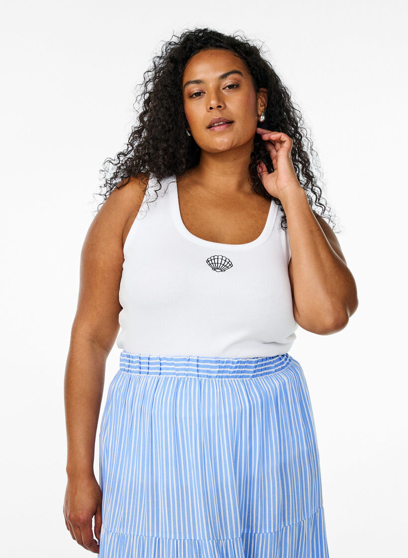 Nauwsluitende top met motief, B.White w. Shell, Model