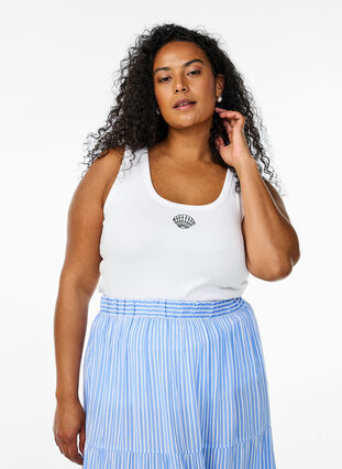 ZizziNauwsluitende top met motief, B.White w. Shell, Model image number 0