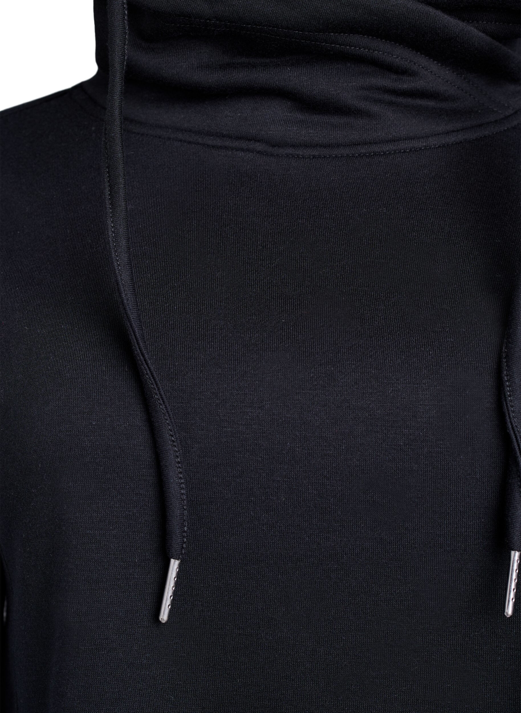 ZizziKort sweatshirt jurk met hoge kraag en zakken, Zwart, Packshot image number 2