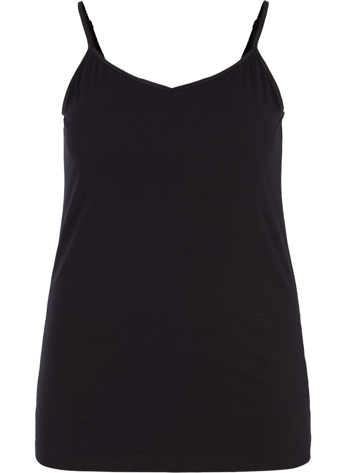 Basic strop top in katoen, Zwart, Packshot image number 0