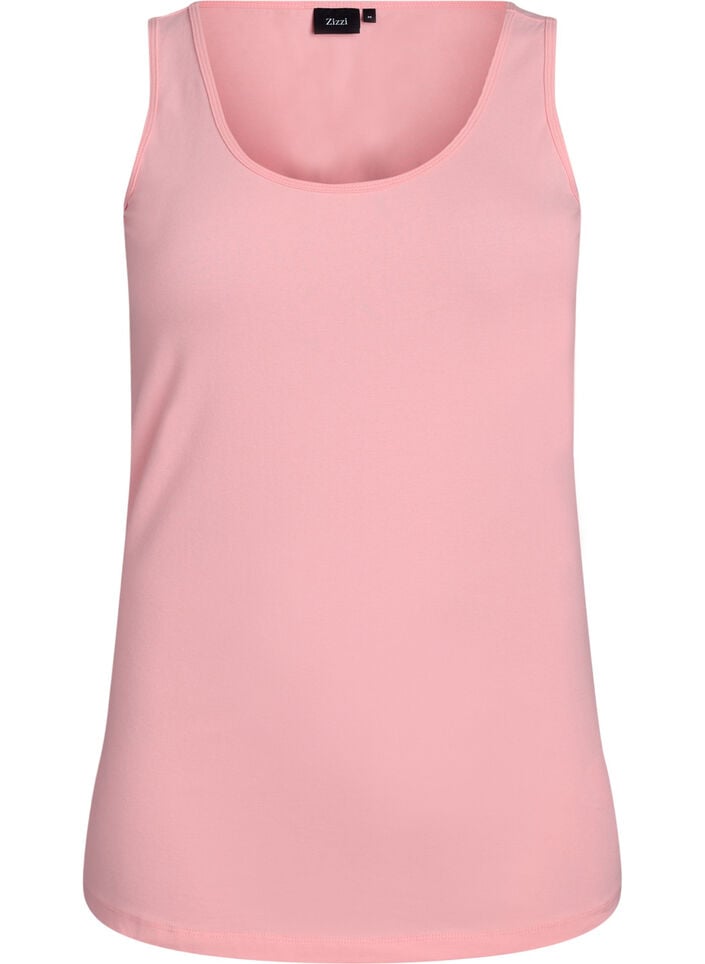 Effen basic top in katoen, Roze, Packshot image number 0