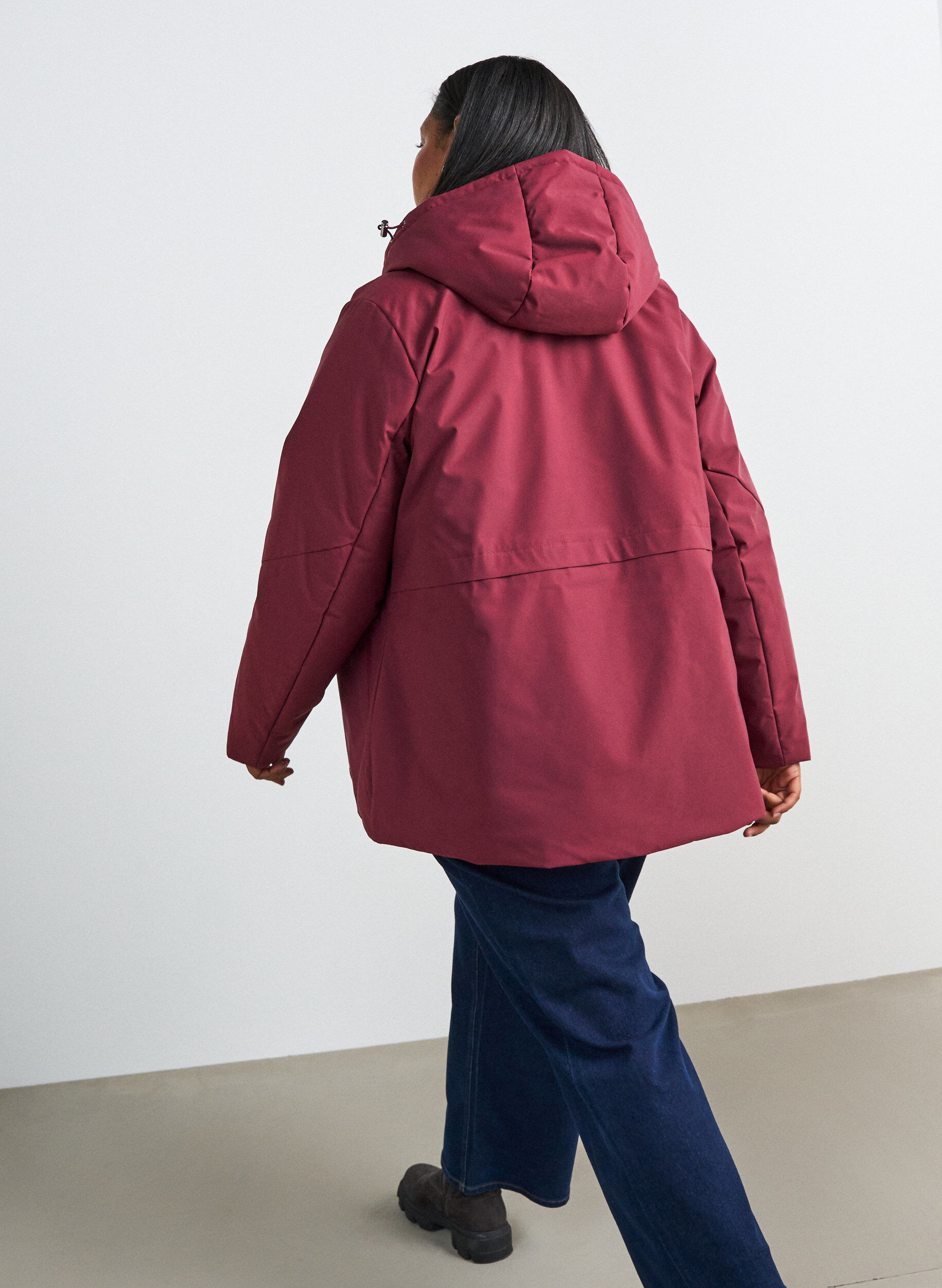 ZizziWinterjas met capuchon en verstelbare taille, Rood, Model image number 2